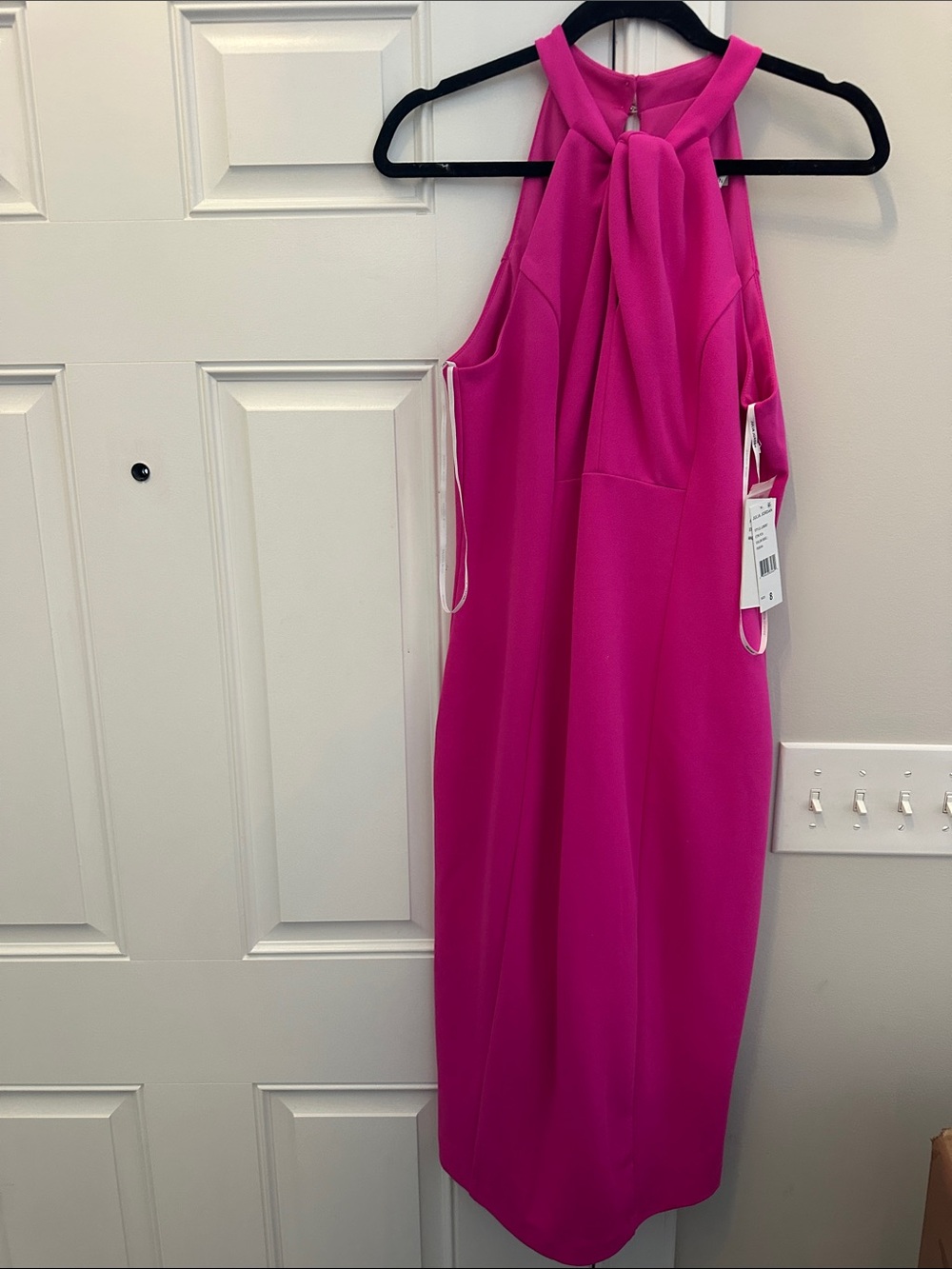 julia jordan Fuchsia Halter Midi Dress with Neck Tie